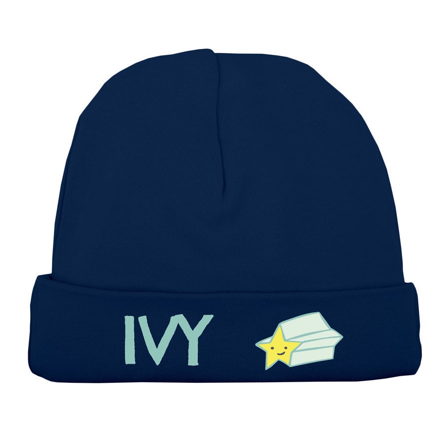 Babyhue med navn - Navy