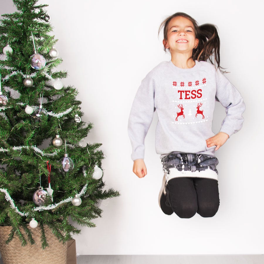 Kersttrui kids - Grijs - 2 jaar