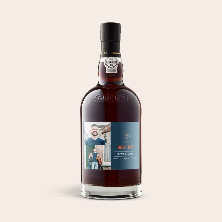 Graham's 20 Anni Maturo Bottiglia Graham’s The Tawny Reserve con etichetta personalizzata con foto e testo Best Dad