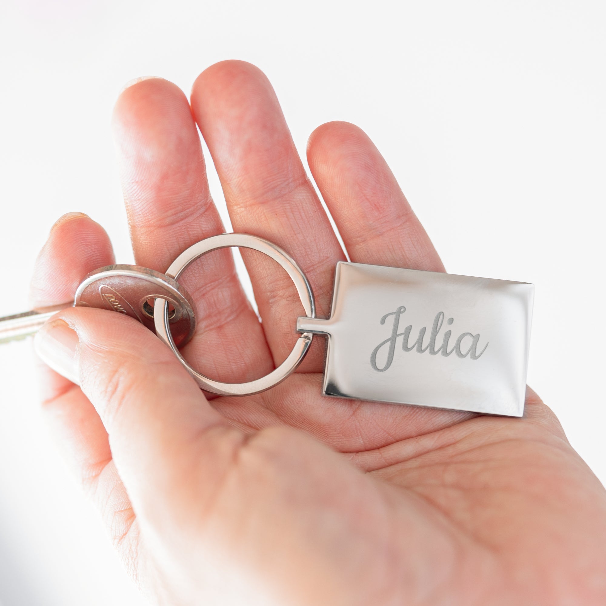 Personalised key ring - Rectangle - Stainless steel - Engraved - Text