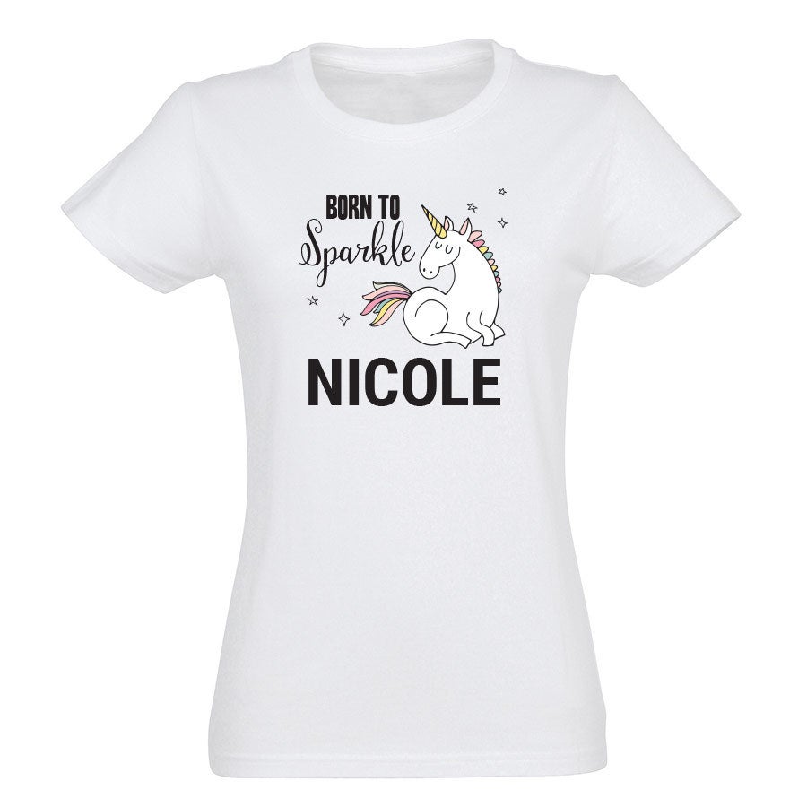 Einhorn T Shirt Damen bedrucken Weiß M  - Onlineshop YourSurprise
