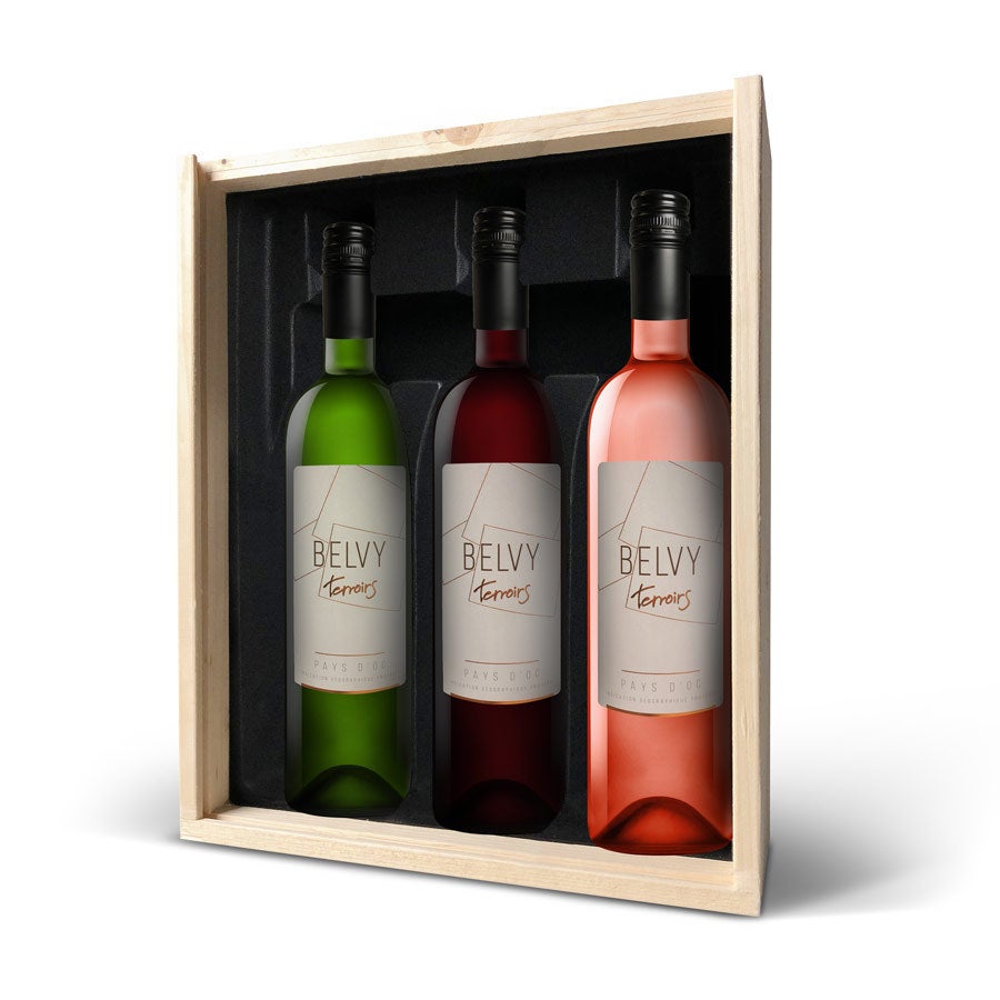 Personalised Wine Gift Set - Belvy - Red, white and rosé