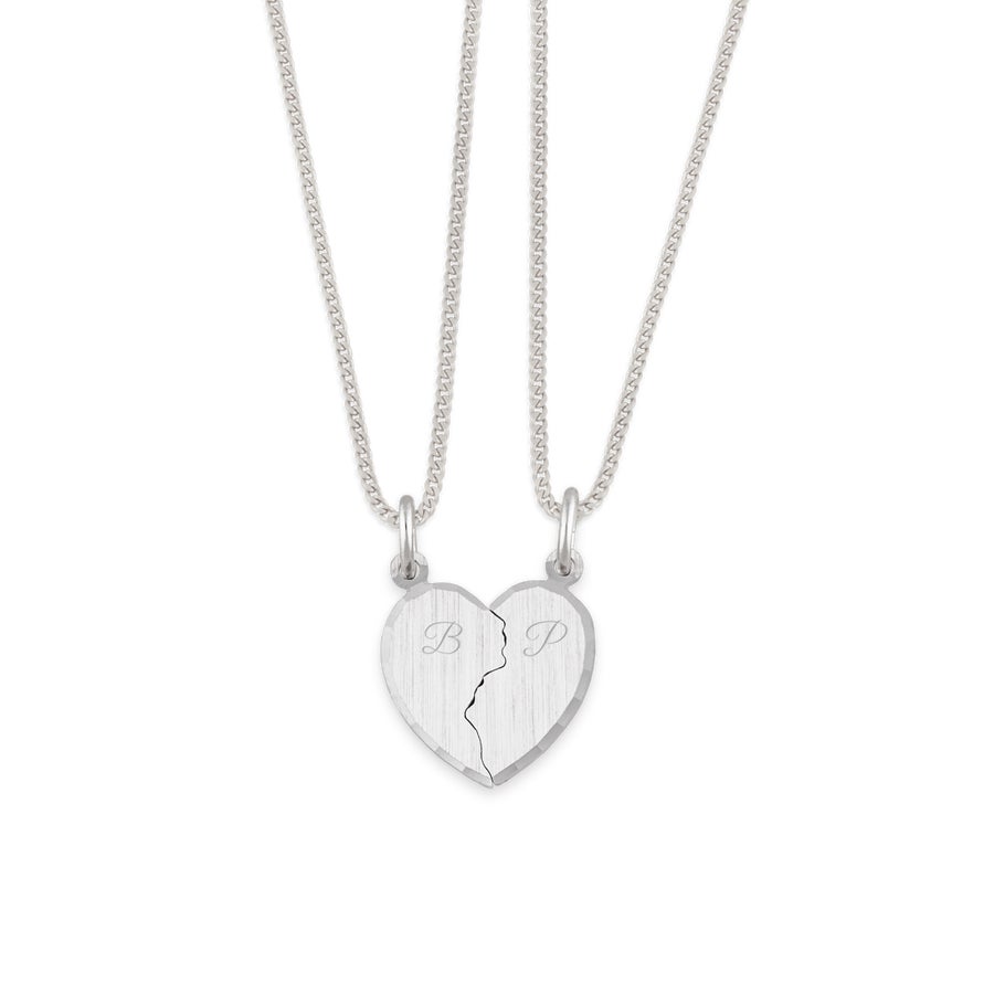 Silver pendant Broken hearts Initial