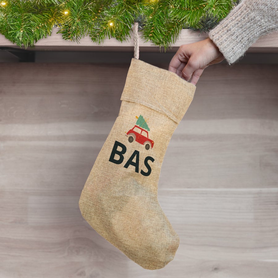 Jute kerstsok bedrukken 