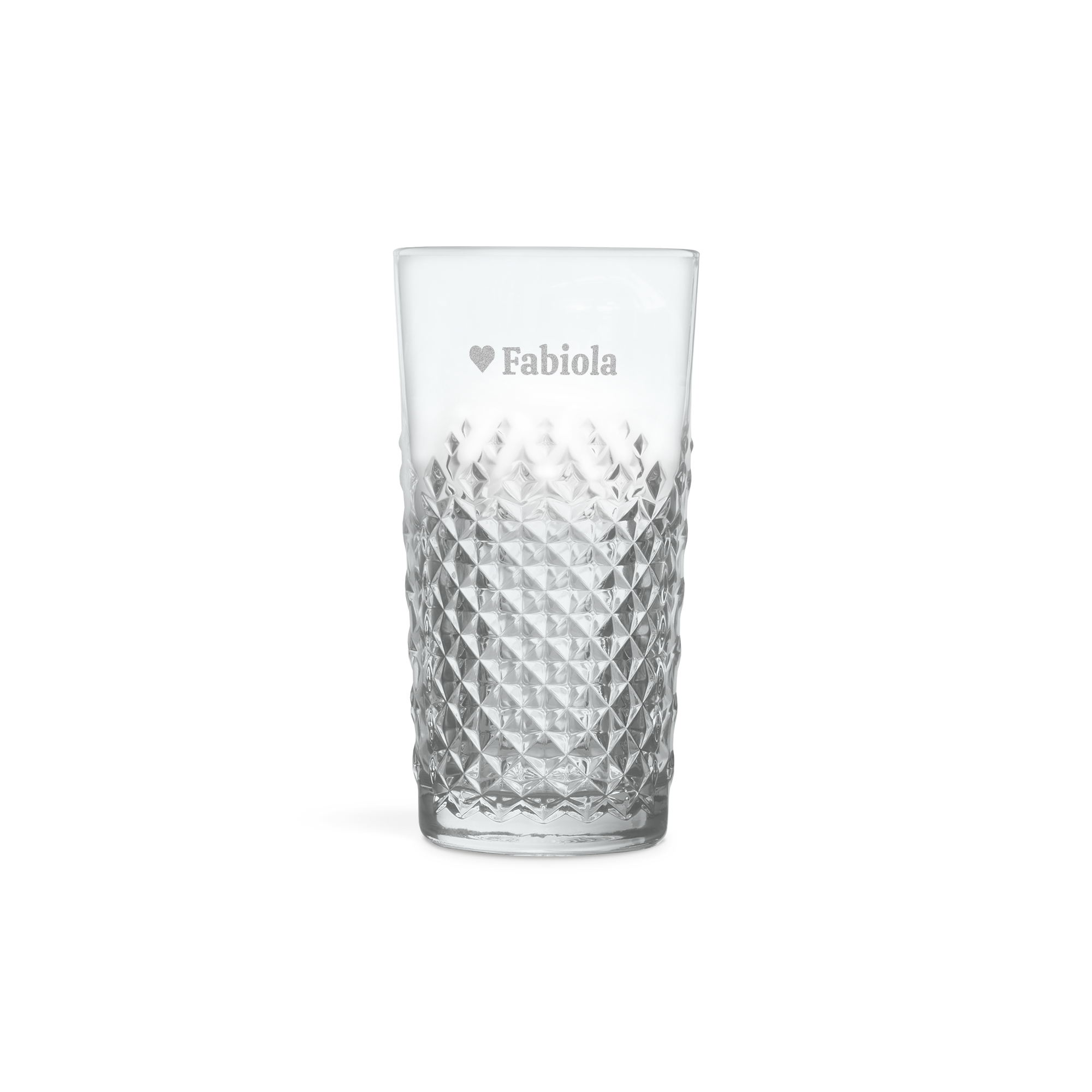 Dieses luxuriöse Dark Rum Geschenkset mit Glas hat den Namen "Fabiola" und ein Herz eingraviert, perfekt für Rum-Liebhaber.
