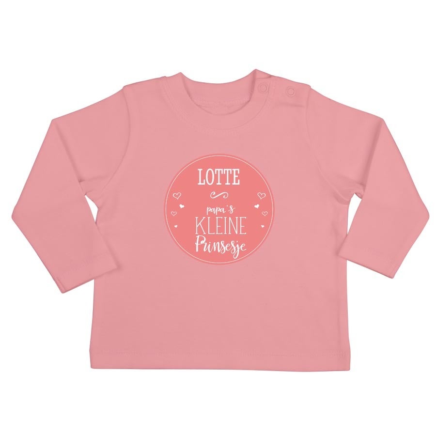 Baby shirt bedrukken - Lange mouw - Babyroze - 50/56