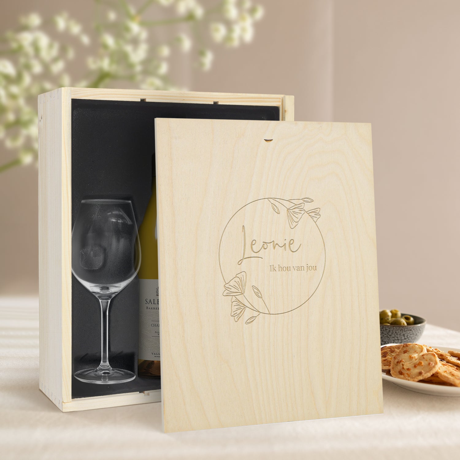 Wijnpakket met glas - Salentein Chardonnay (Gegraveerde deksel)