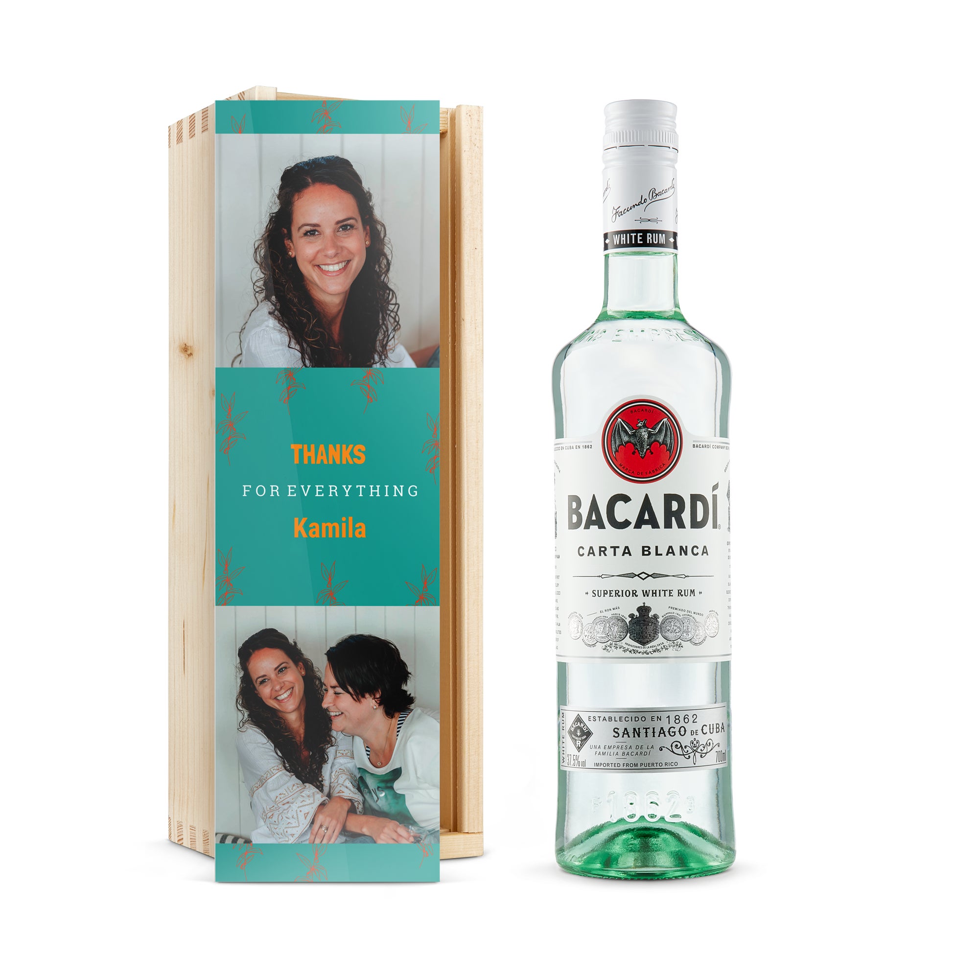 Bacardi w skrzynce z nadrukiem