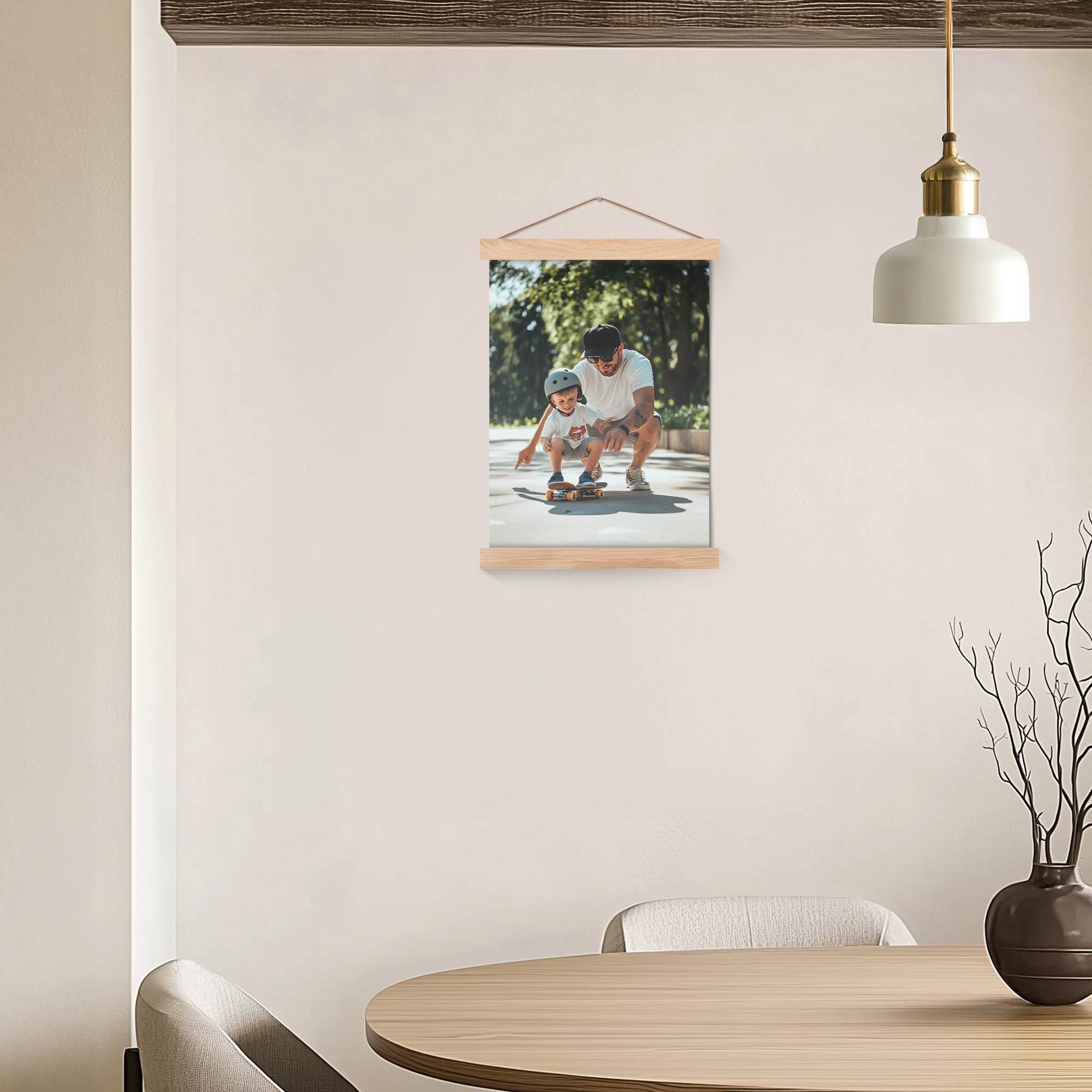 Personliggjort plakat med ophæng af træ