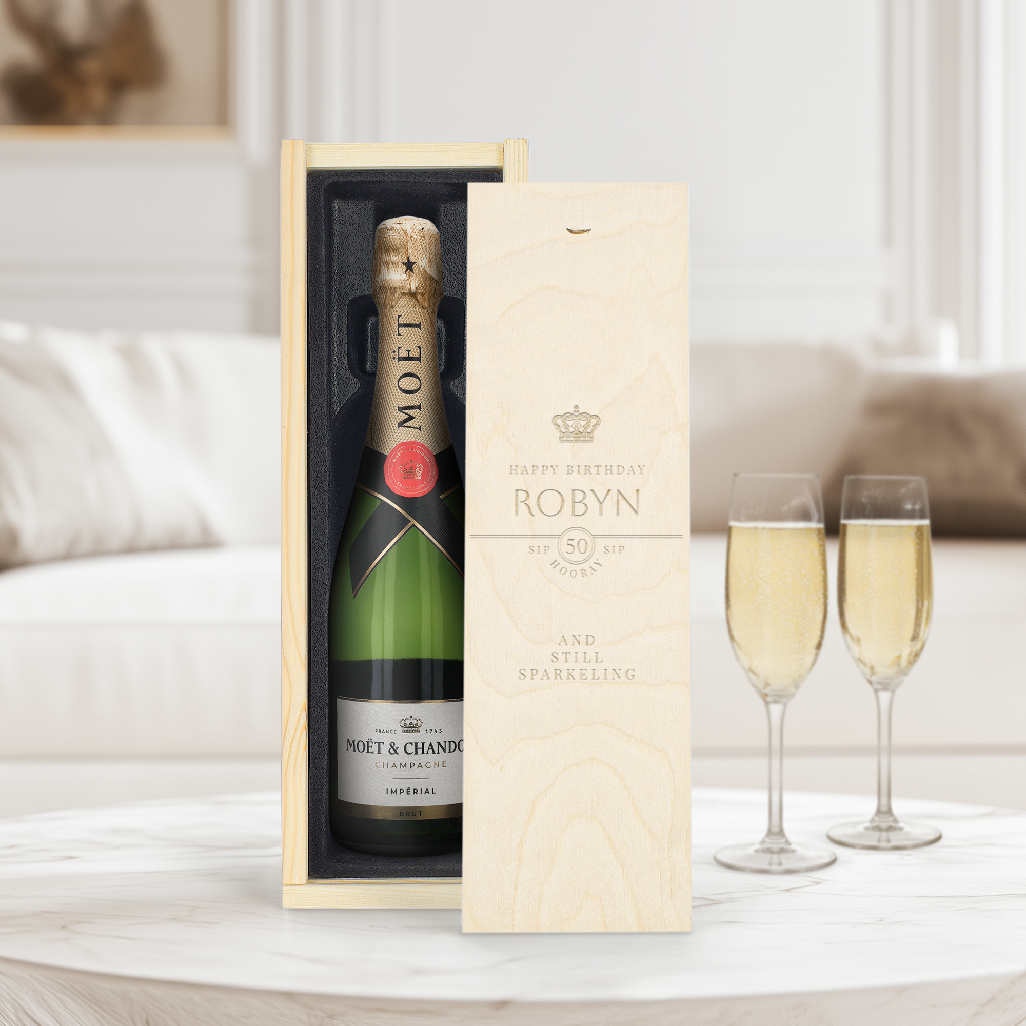 Moet et Chandon Brut em caixa de madeira