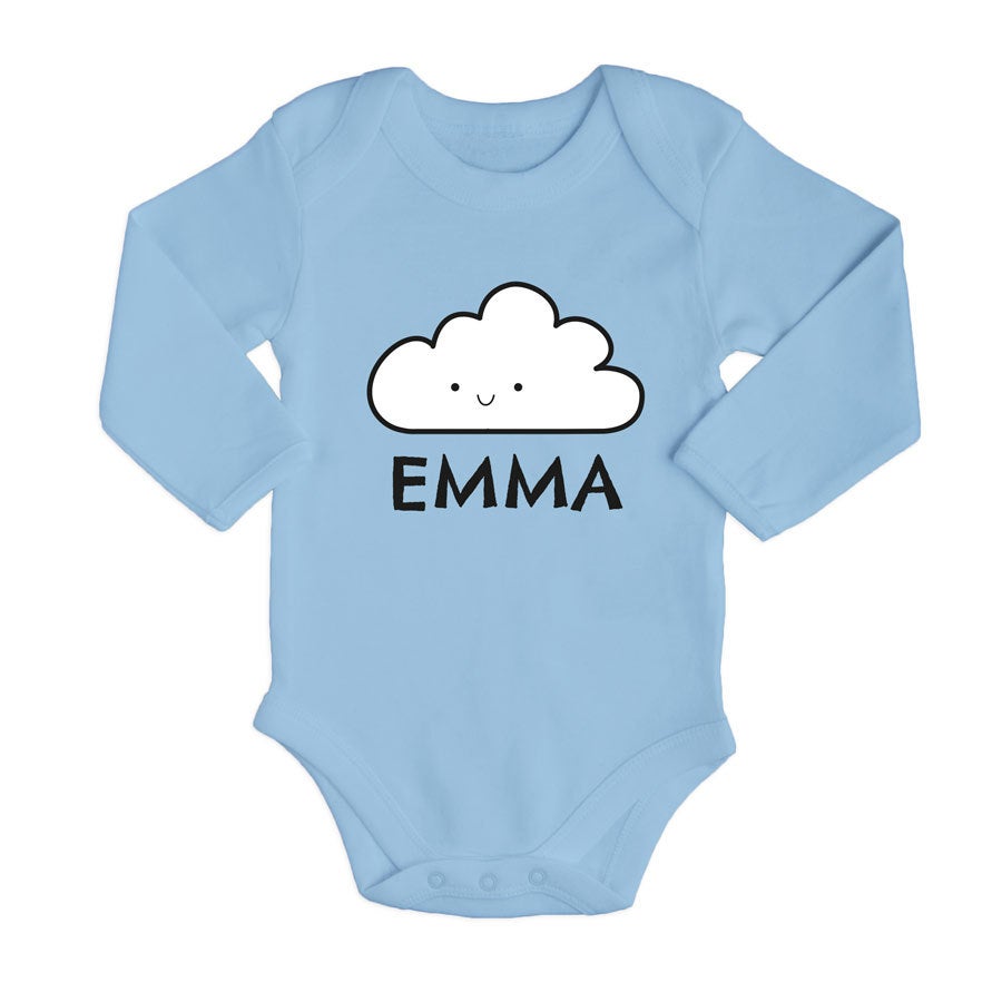 Romper bedrukken - Lange mouw - Babyblauw - 62/68