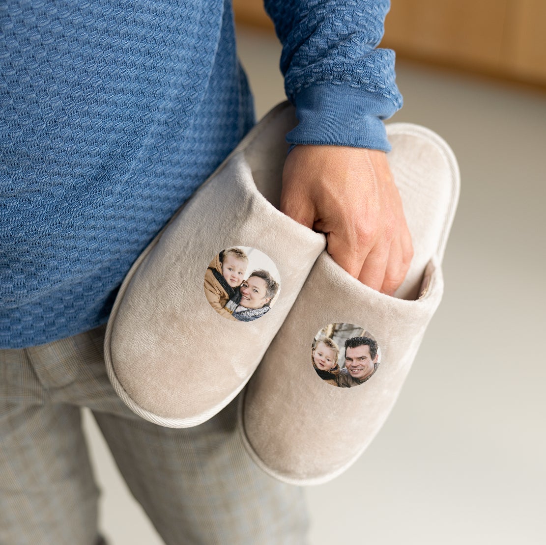 Personalised slippers - Beige - Size 43 - 45