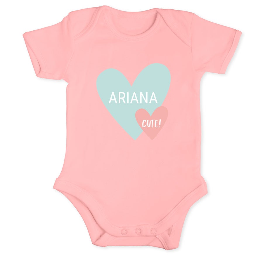 Baby onesie - kort erme - Baby rosa - 50/56