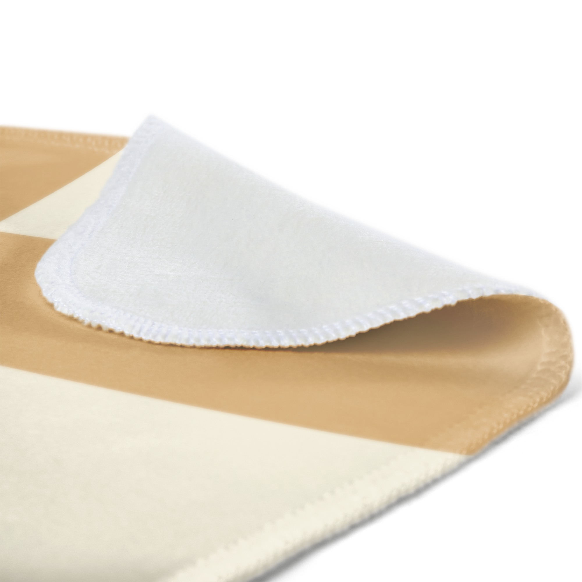 Detailansicht einer personalisierbaren Kuscheldecke mit Namen oder Foto aus weichem beigen Fleece