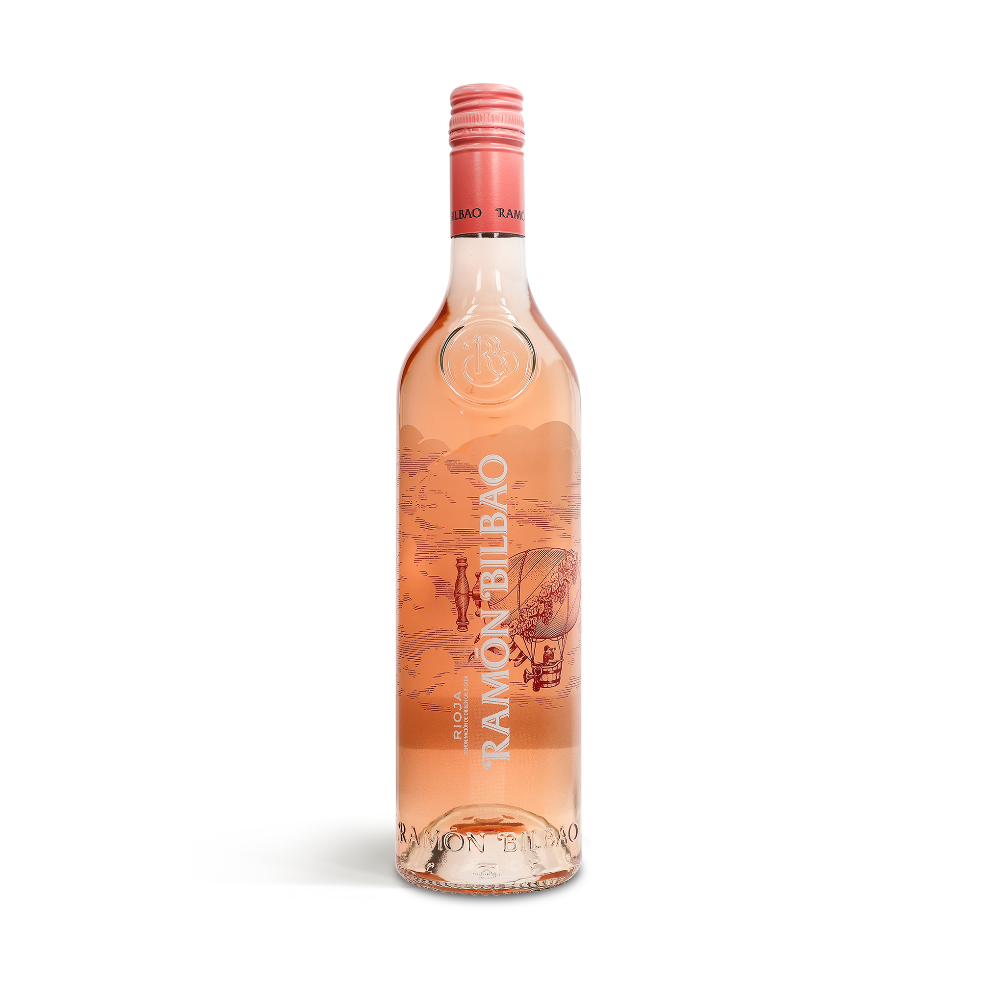 Ramon Bilbao Rosado Wein in Flasche mit Etikett für ein Weingeschenk in personalisierter Holzkiste