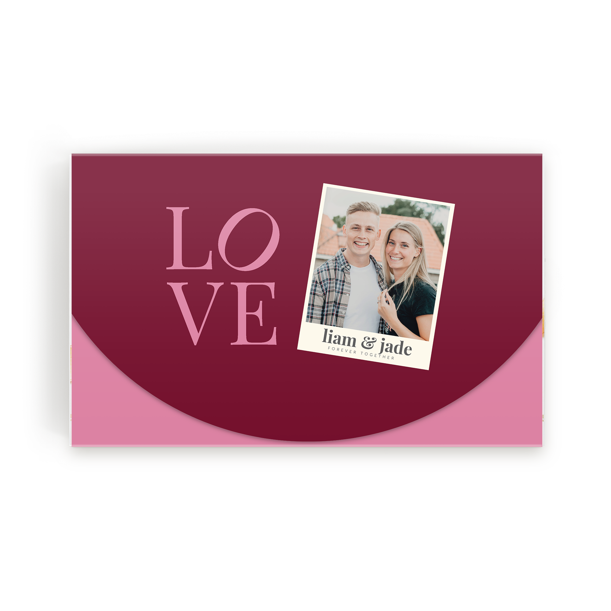 Coffret de chocolats personnalisé avec photo de couple et texte Love pralinés classiques