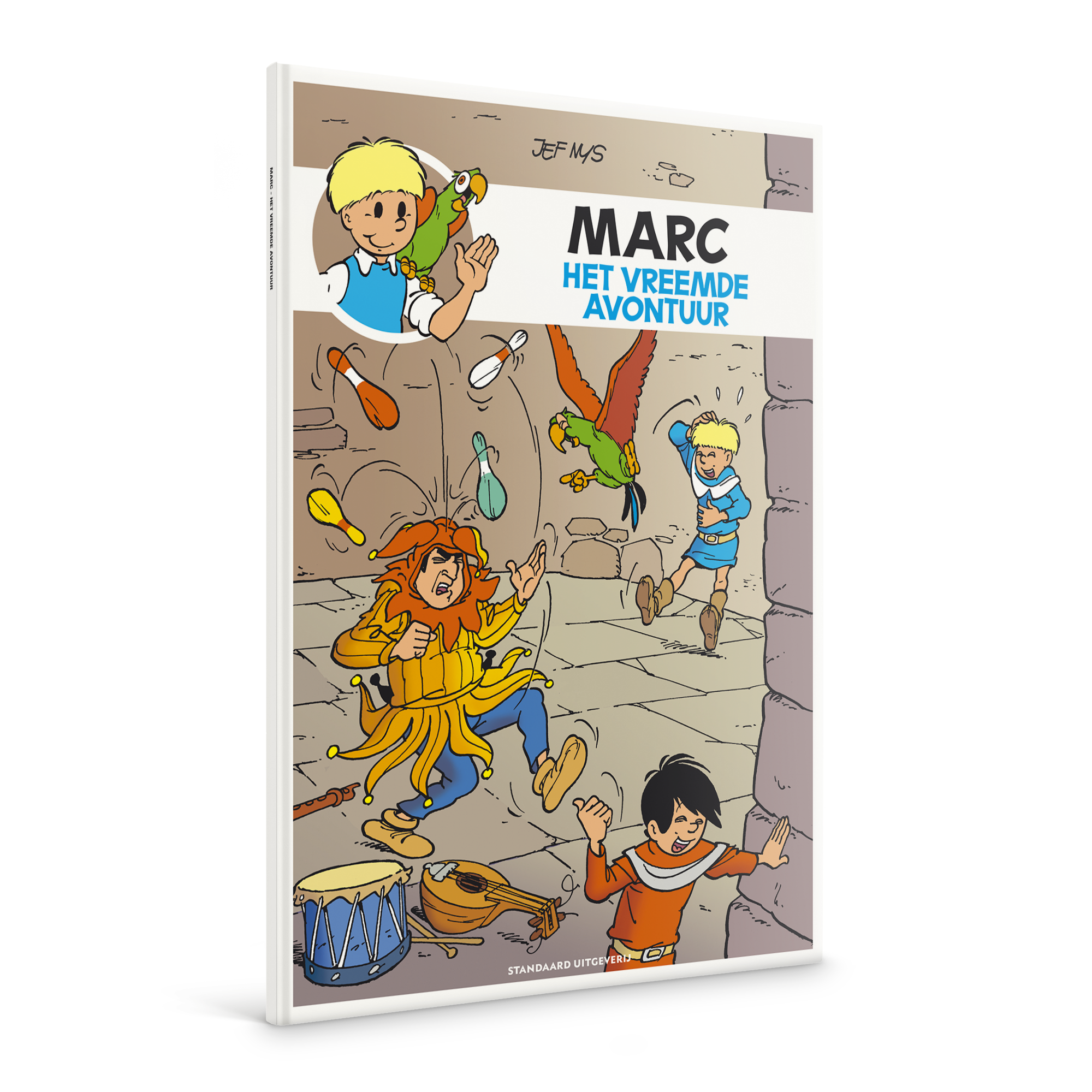 Persoonlijk stripboek - Jommeke Het vreemde avontuur hardcover. De kaft is bedrukt met de titel en een gepersonaliseerde naam bovenaan.