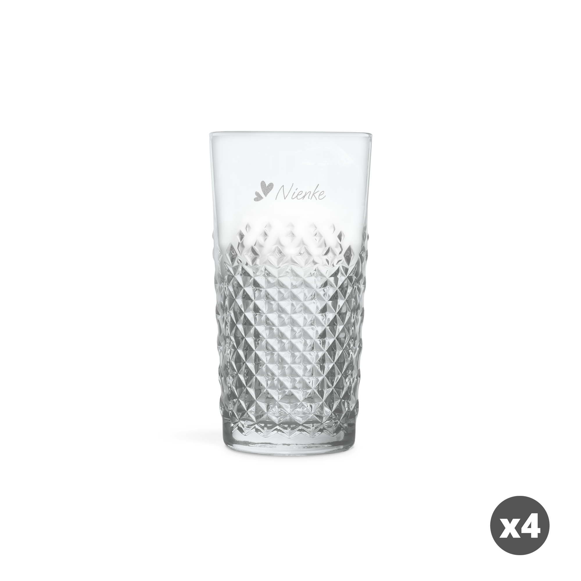 Gegraveerd cocktailglas met een patroon en de naam Nienke, ideaal voor een mojito.