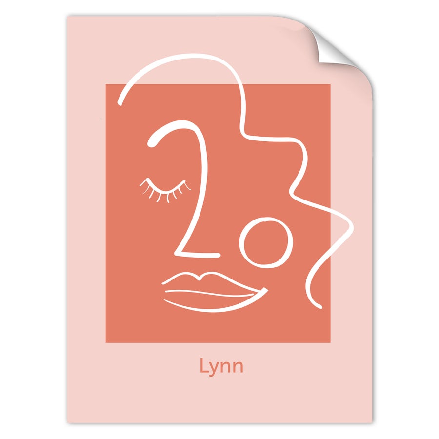Persoonlijke poster, bedrukt met een abstract gezicht en de naam Lynn, voor unieke momenten.