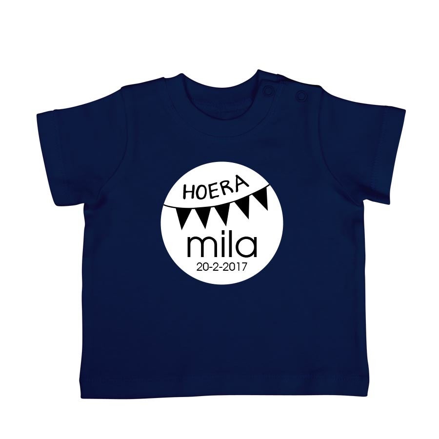 Baby shirt bedrukken - Korte mouw - Navy - 62/68