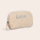 Blød makeup taske med navn - beige Blød makeup taske med navn - beige