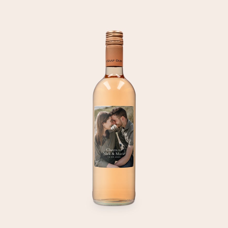Personalised Wine - Oude Kaap - Rosé Oude Kaap rosé wine with a custom label featuring a photo of a couple and personalized text