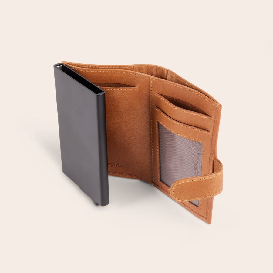 Portacarte con nome Portacarte bancario in pelle marrone personalizzato con nome o iniziali incisi, pratico per carte di credito.