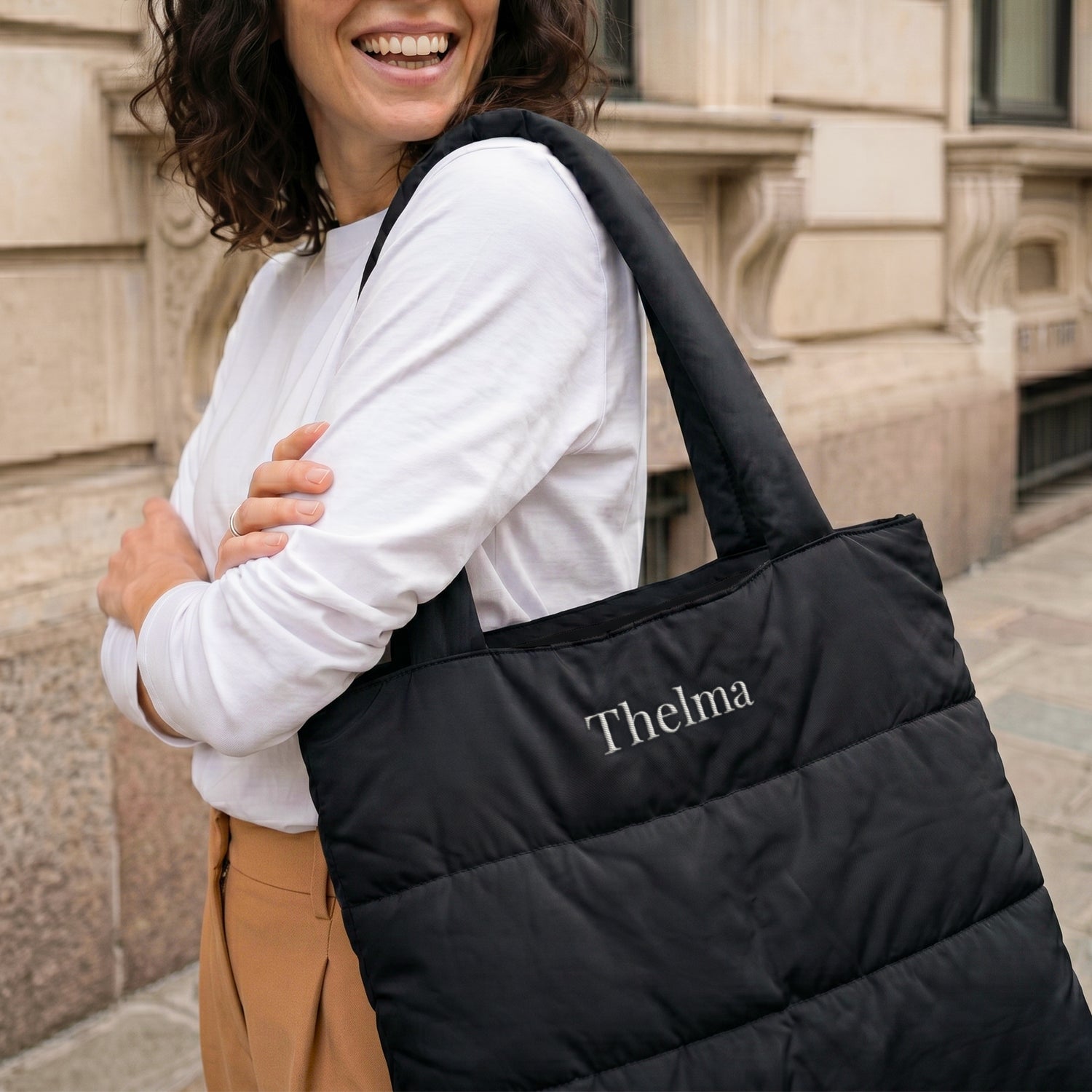 Personlig puffertaske - Sort