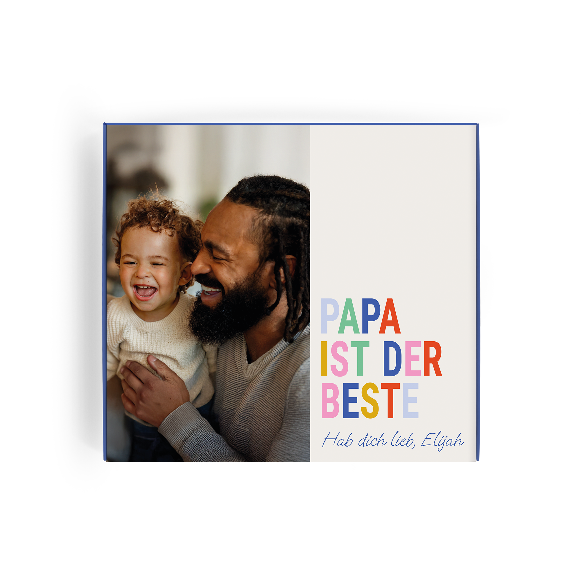 Personalisierte Socken-Geschenkbox – 2 Paar Socken – 43/46 mit Foto von Papa und Kind sowie der Botschaft 