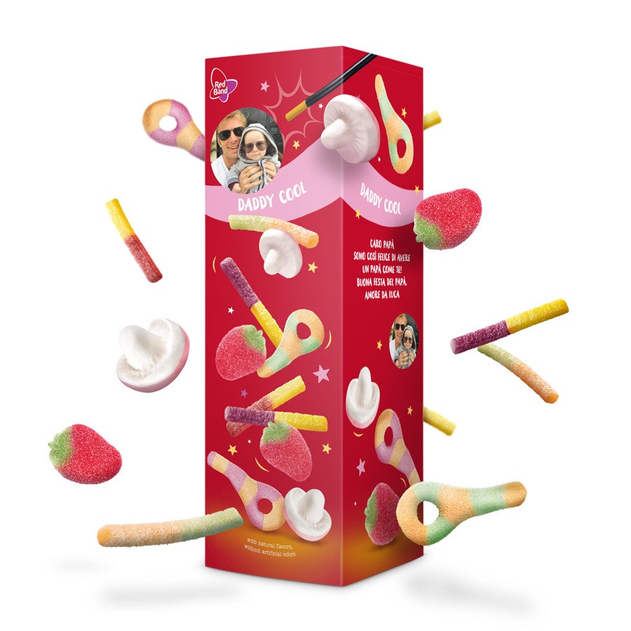 Confezione regalo personalizzata Red Band Magical con caramelle 