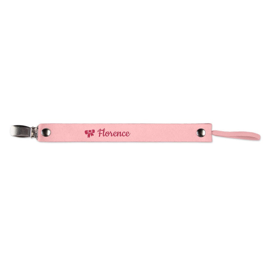 Leather pacifier clip (pink)
