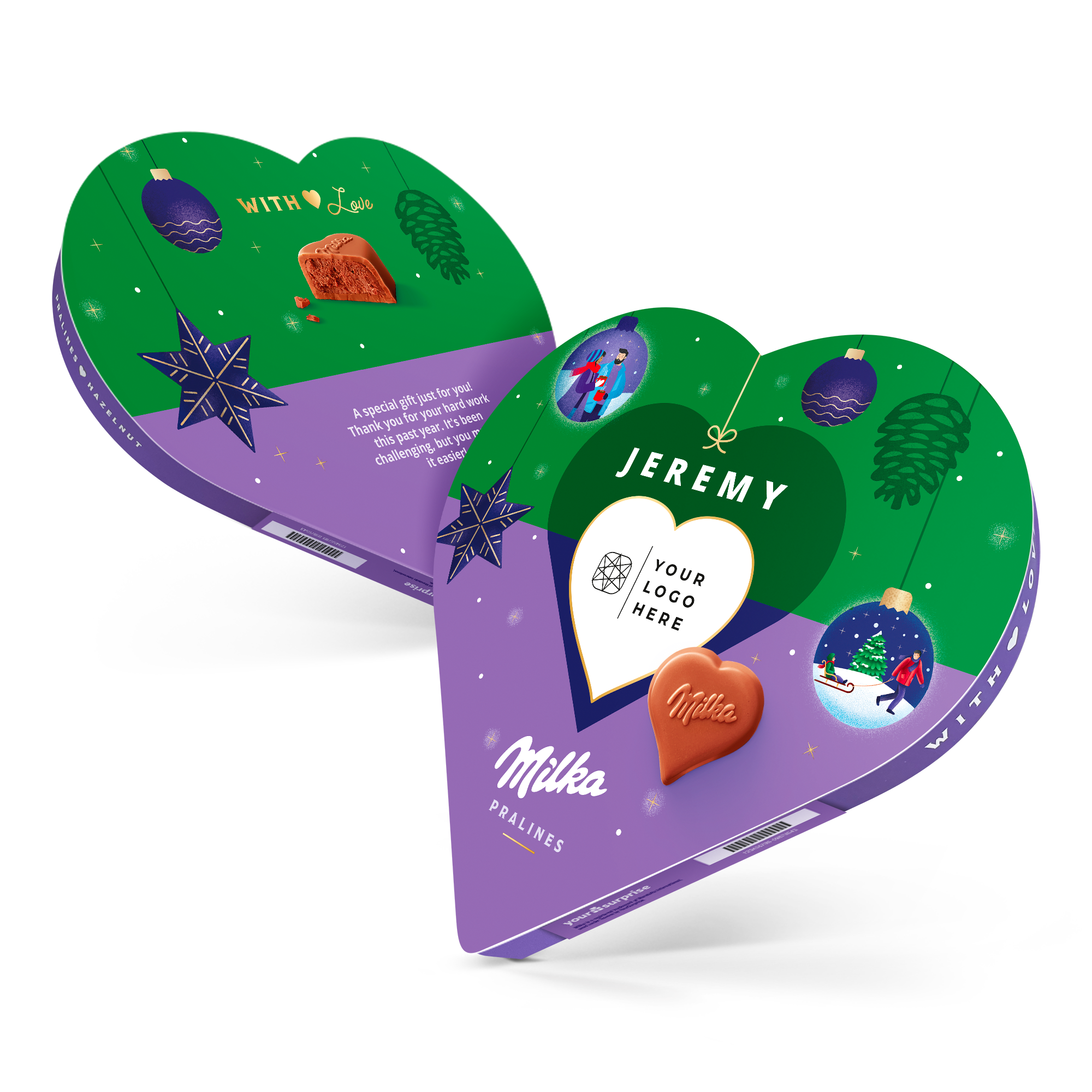 Corazón de Navidad Milka con nombre y foto