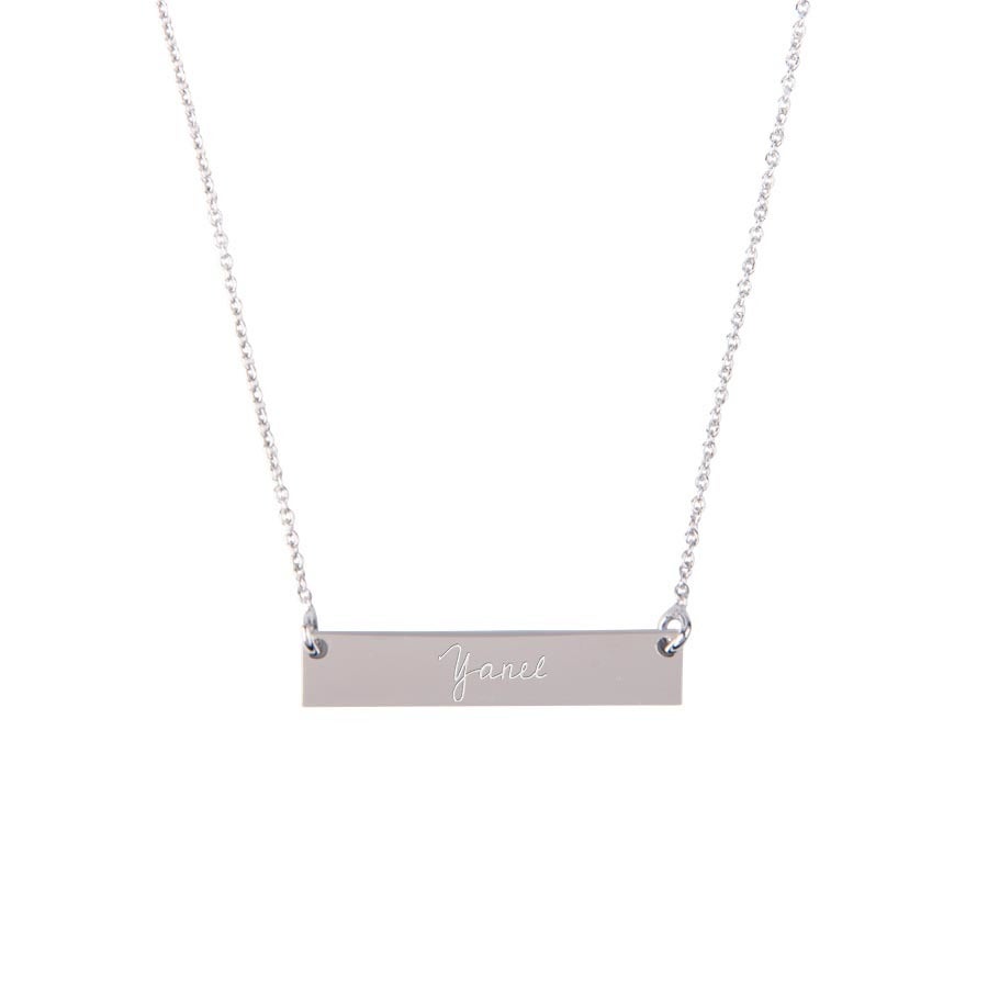 Flat bar necklace with name