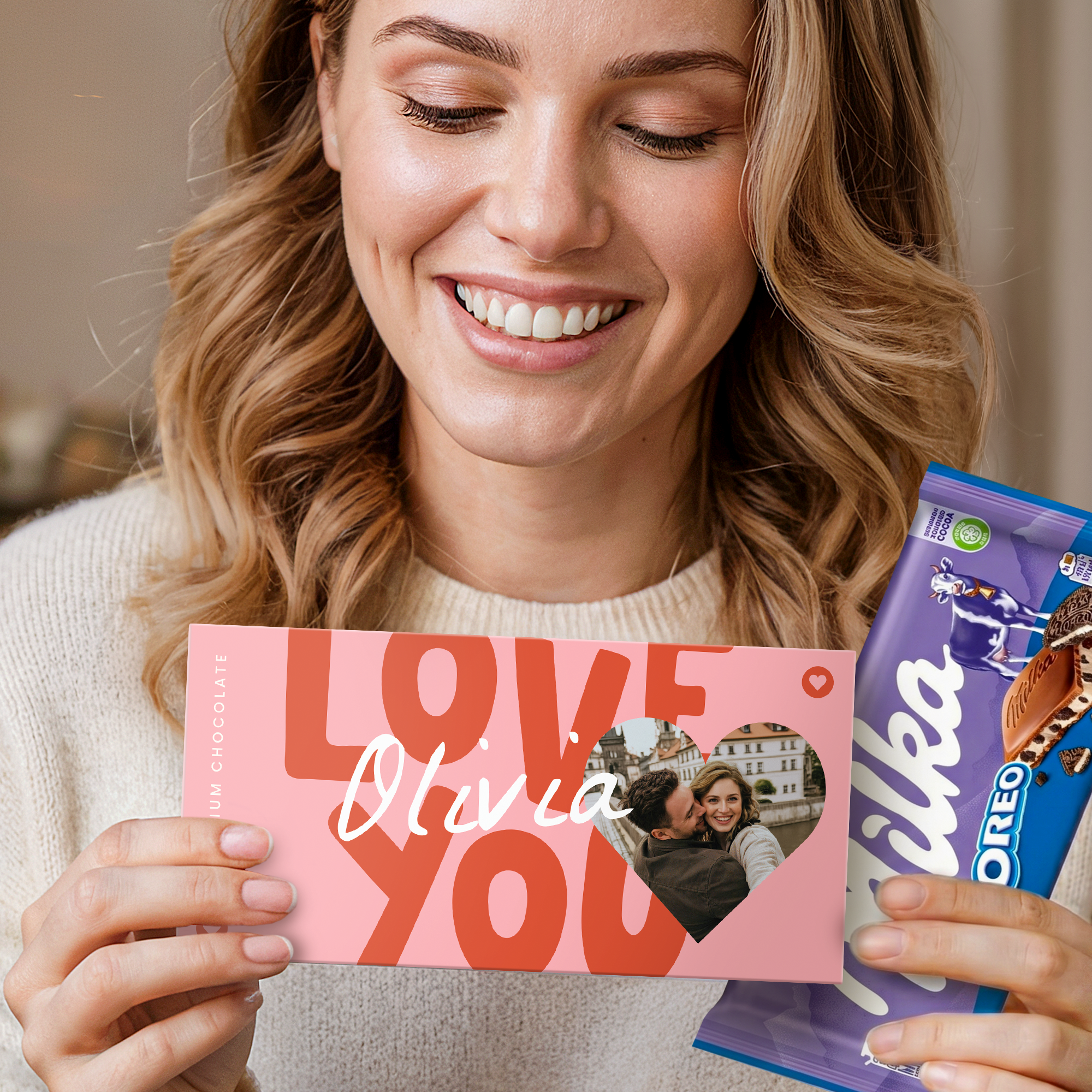 Personalised Milka chocolate greeting card