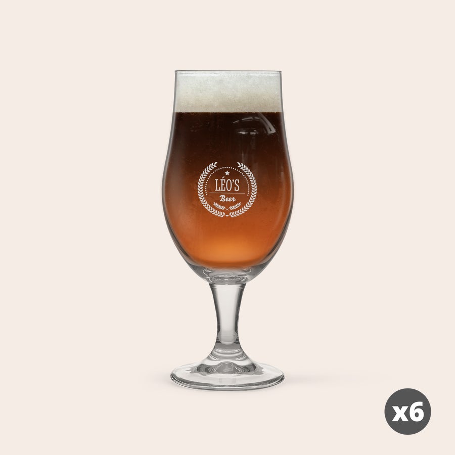 Verre à Bière Artisanale Personnalisé Chop de bière personnalisée gravée Leos Beer avec motif pour bière artisanale