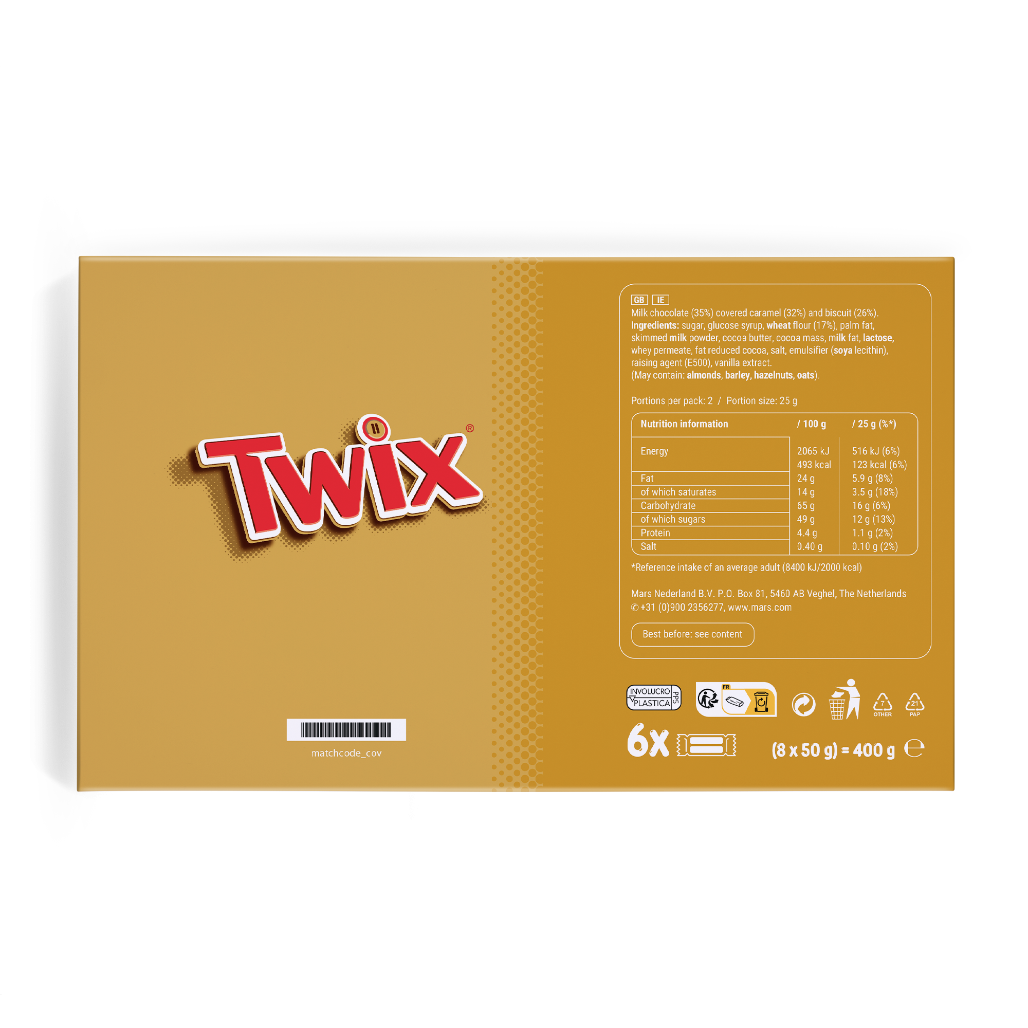 Personalizovaná darčeková krabička na Twix s potlačou vlastného textu a mena, prispôsobiteľný dizajn.