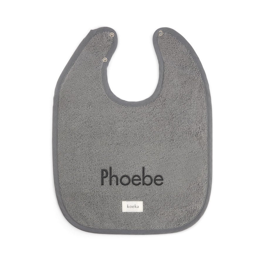 Embroidered bib - Steel grey