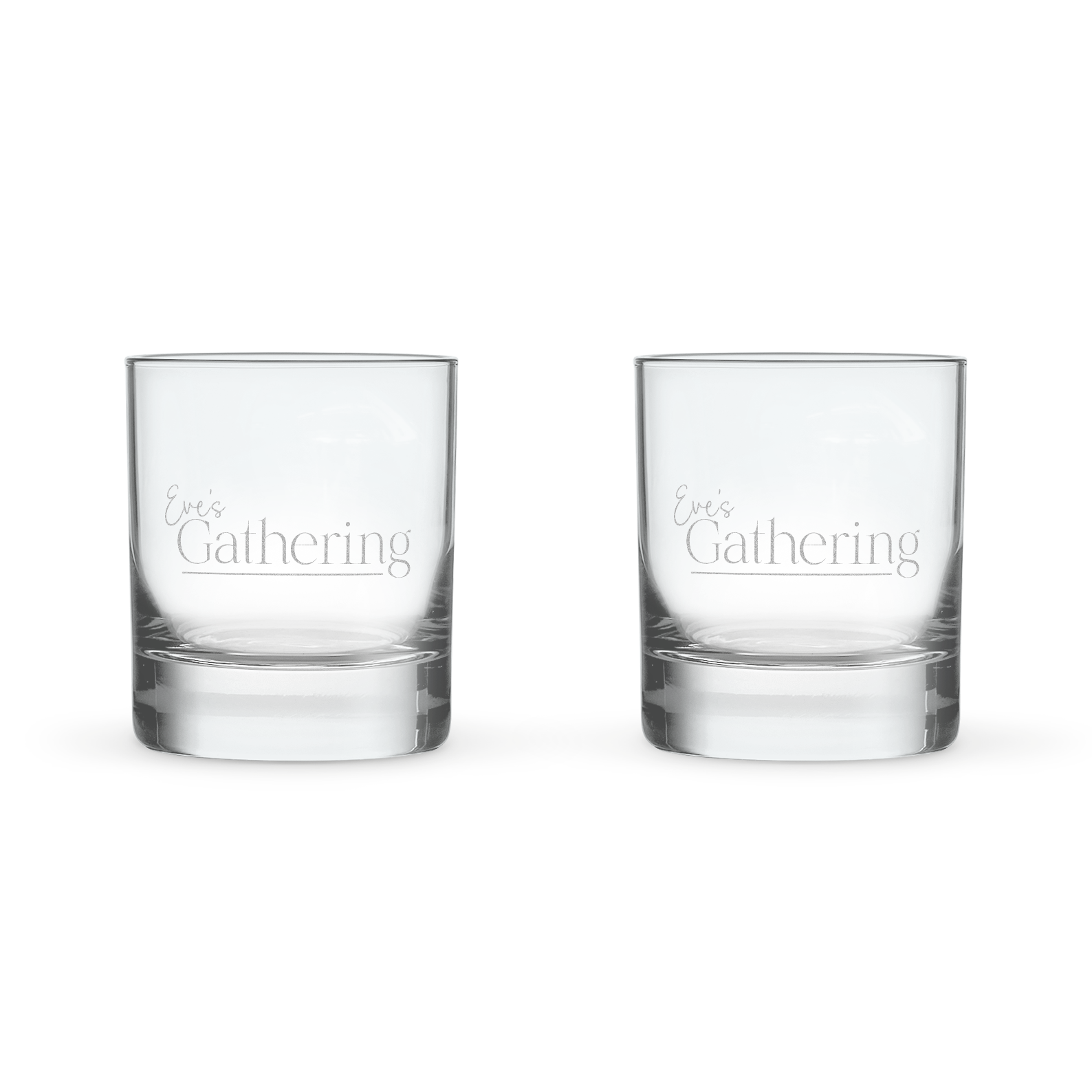 Set di 2 bicchieri tumbler personalizzati con incisione "Eve's Gathering", perfetti per un'esperienza unica