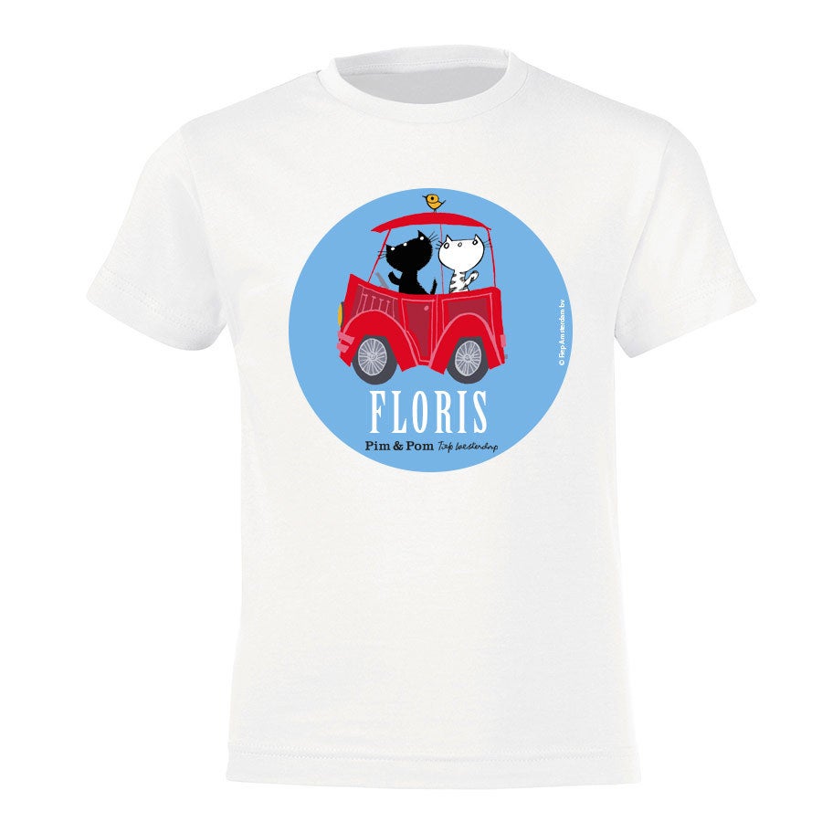 Pim & Pom T-shirt voor kinderen bedrukken - Wit - 6 jaar Pim & Pom T-shirt voor kinderen bedrukken - Wit - 6 jaar