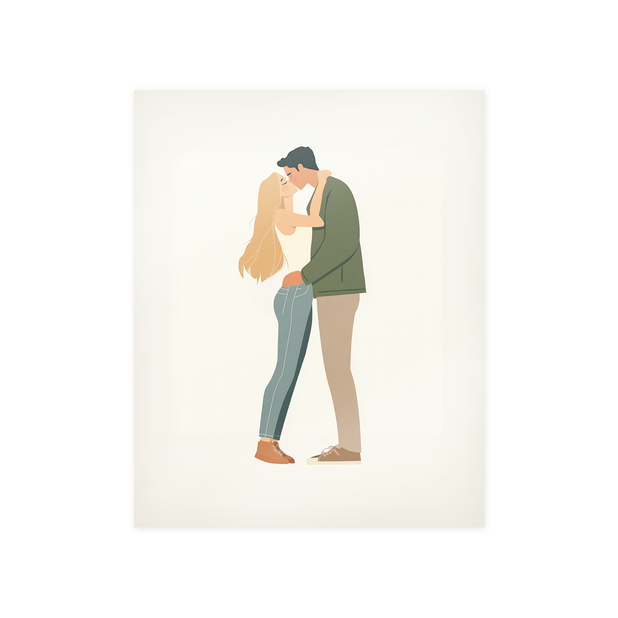 Poster personnalisé imprimé avec un couple s'embrassant pour célébrer vos plus beaux moments