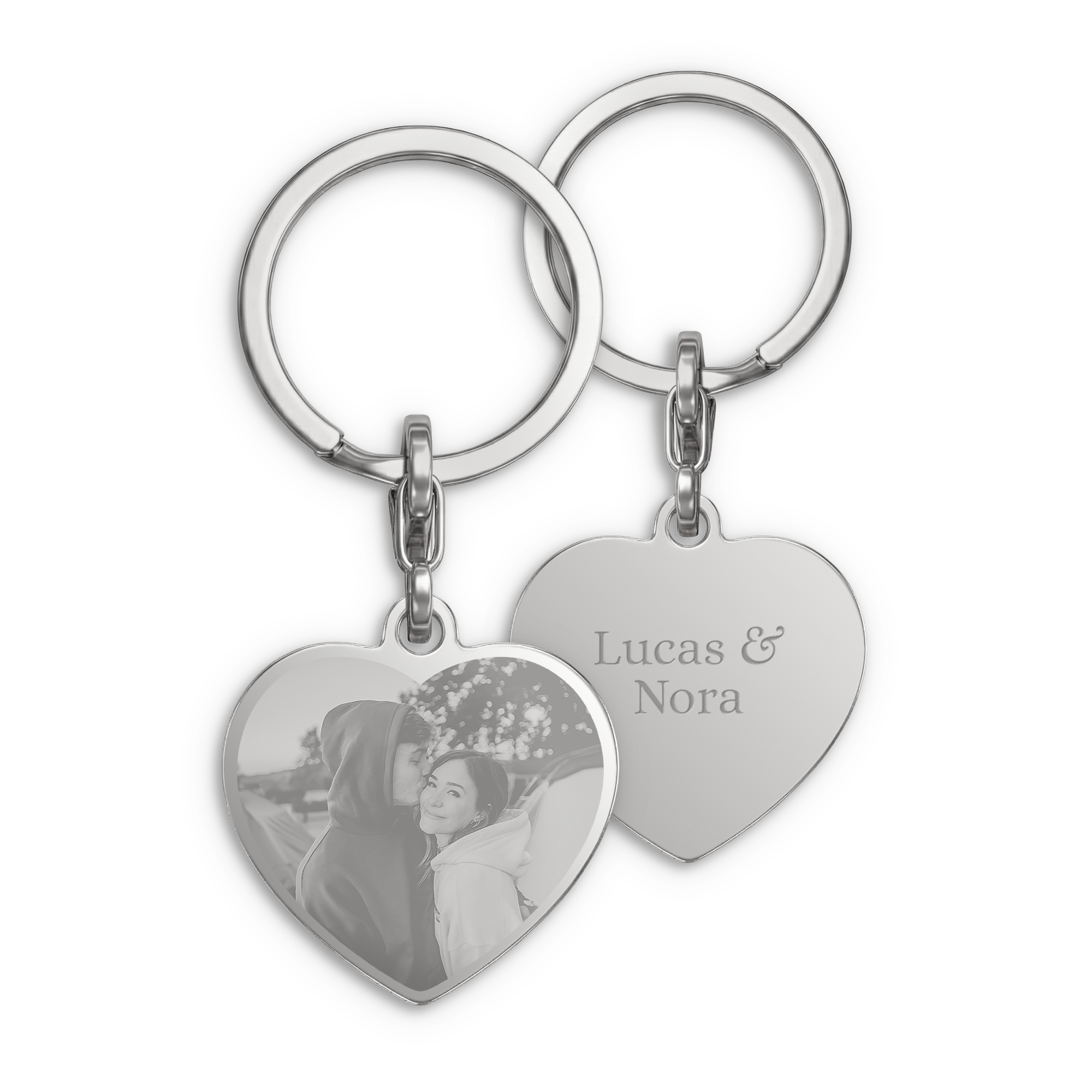 Llavero personalizado con foto - Corazón - Plata