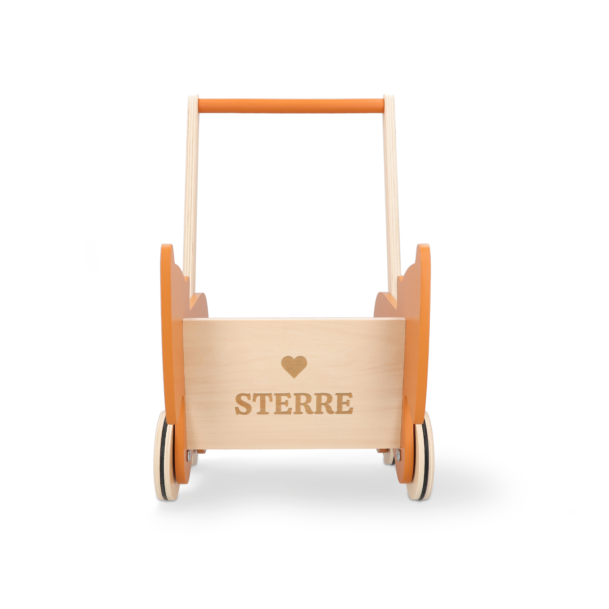 Houten loopwagen met naam