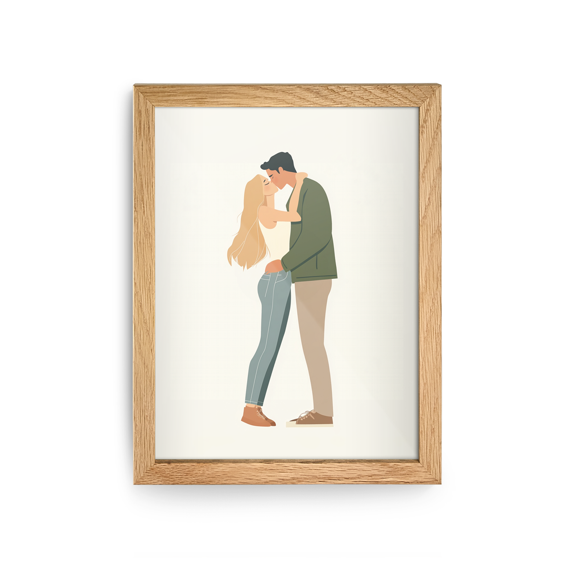 Moldura de madeira com foto personalizada de casal a beijar-se. Imortalize a sua memória mais bonita.