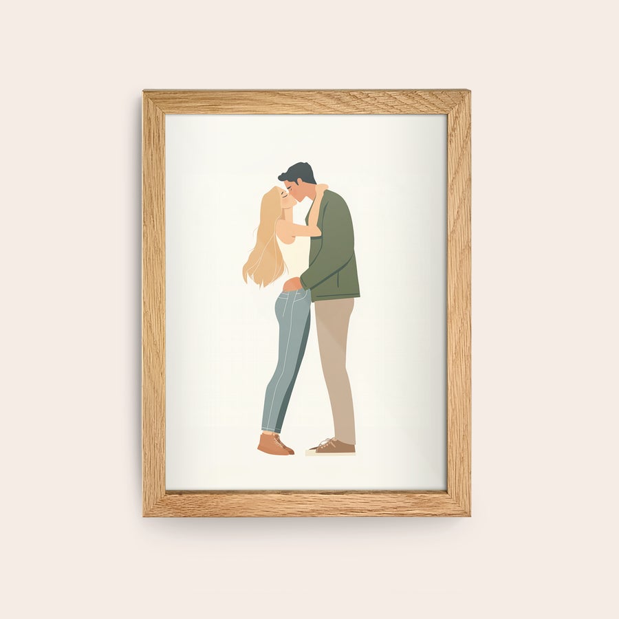 Fotografia emoldurada Moldura de madeira com foto personalizada de casal a beijar-se. Imortalize a sua memória mais bonita.