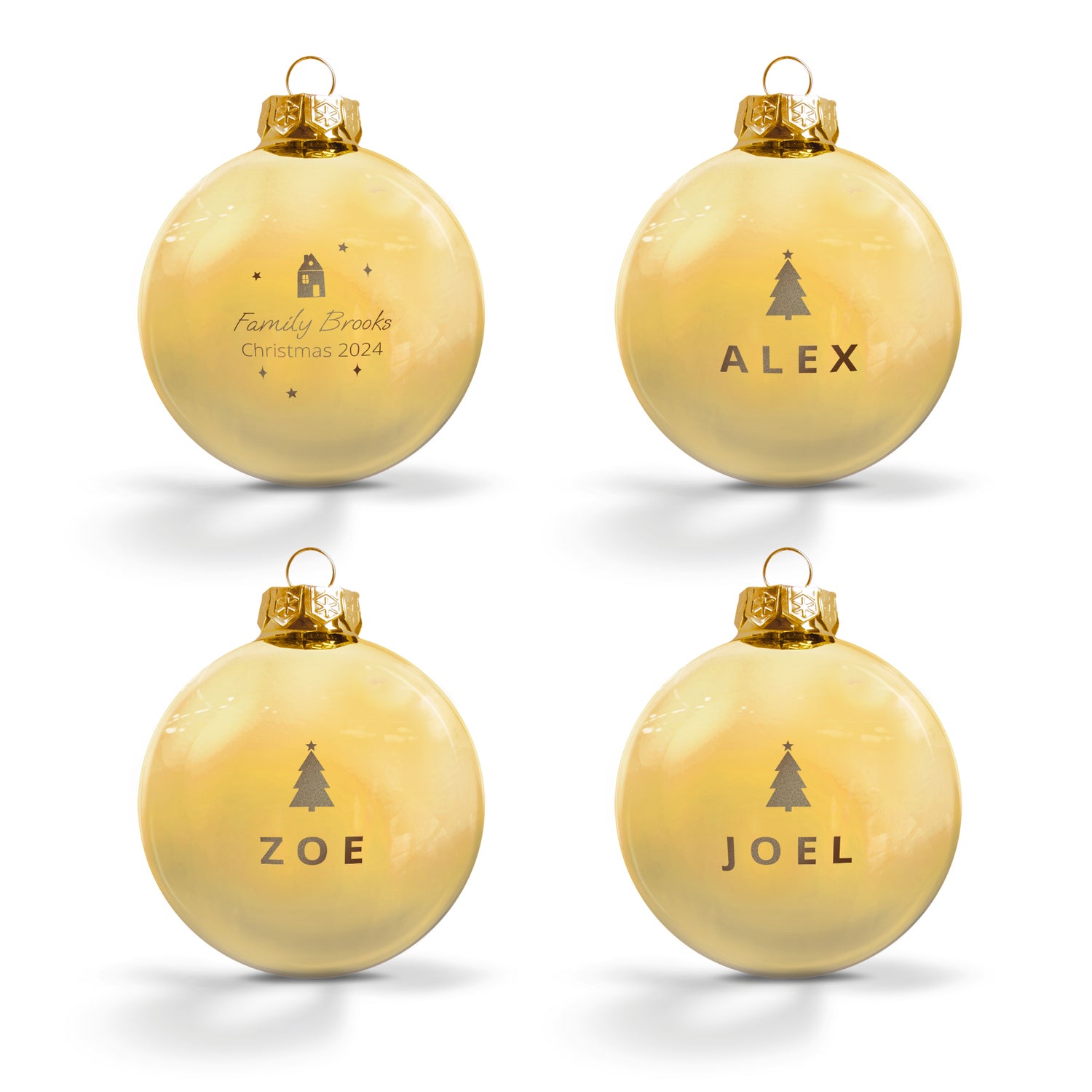 Personliggjorte glaskugler - guld (4 stk.)
