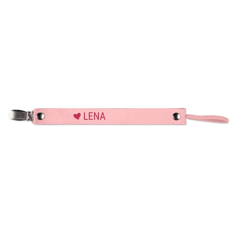 Schnullerkette mit Namen - Leder - Rosa