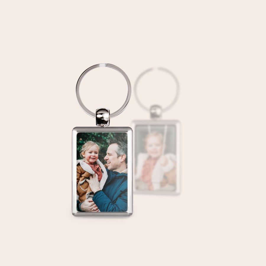 Portachiavi per la Festa del Papà - Personalizzato Portachiavi con foto personalizzato per papà, in acciaio inox, stampato con un papà e la sua bambina, perfetto regalo Festa del Papà