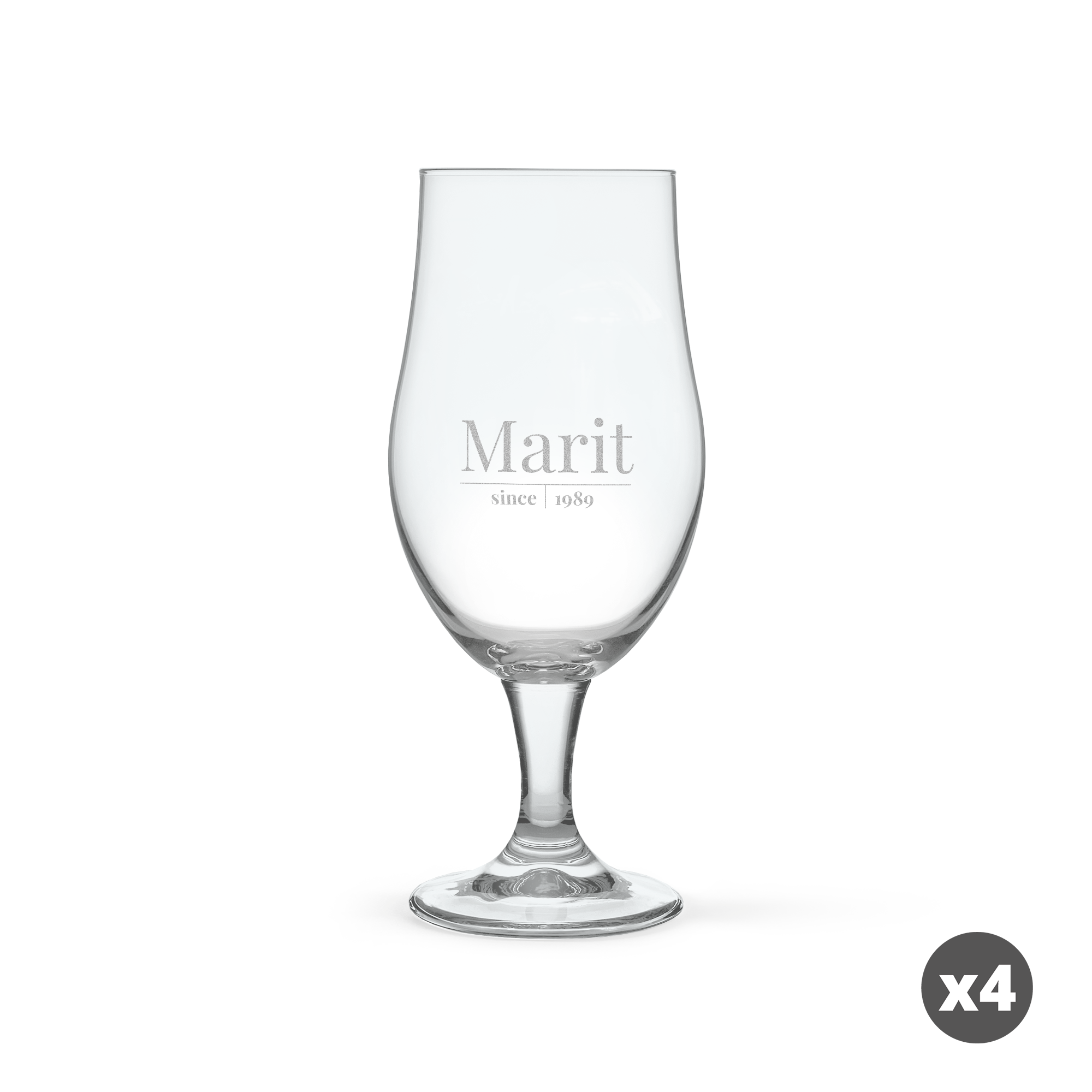 Gravert pina colada-glass med navnet Marit og teksten "since 1989" på glasset.