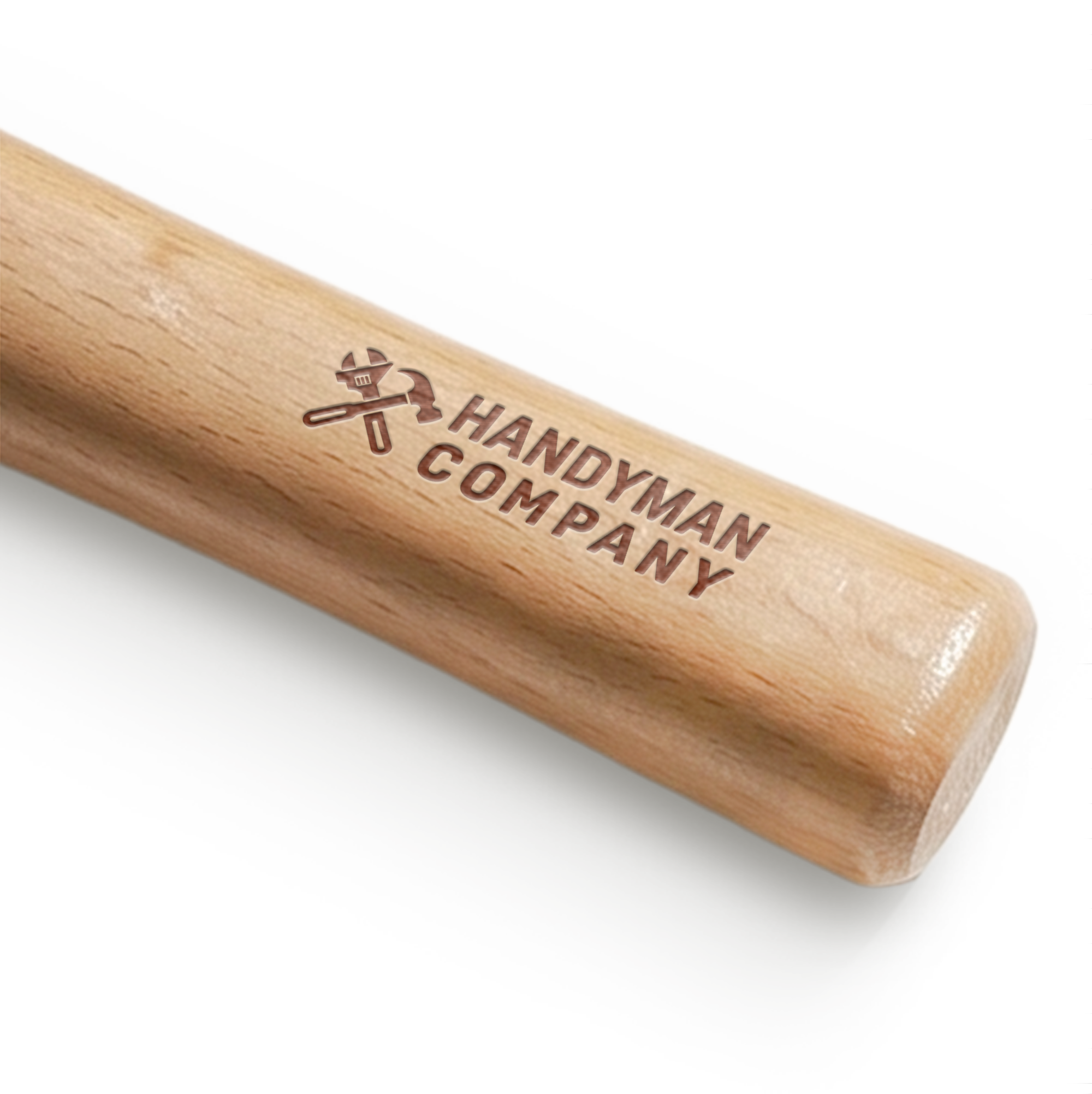Graverad hammare med Handyman Company-logotyp. Personlig hammare i trä perfekt som present.
