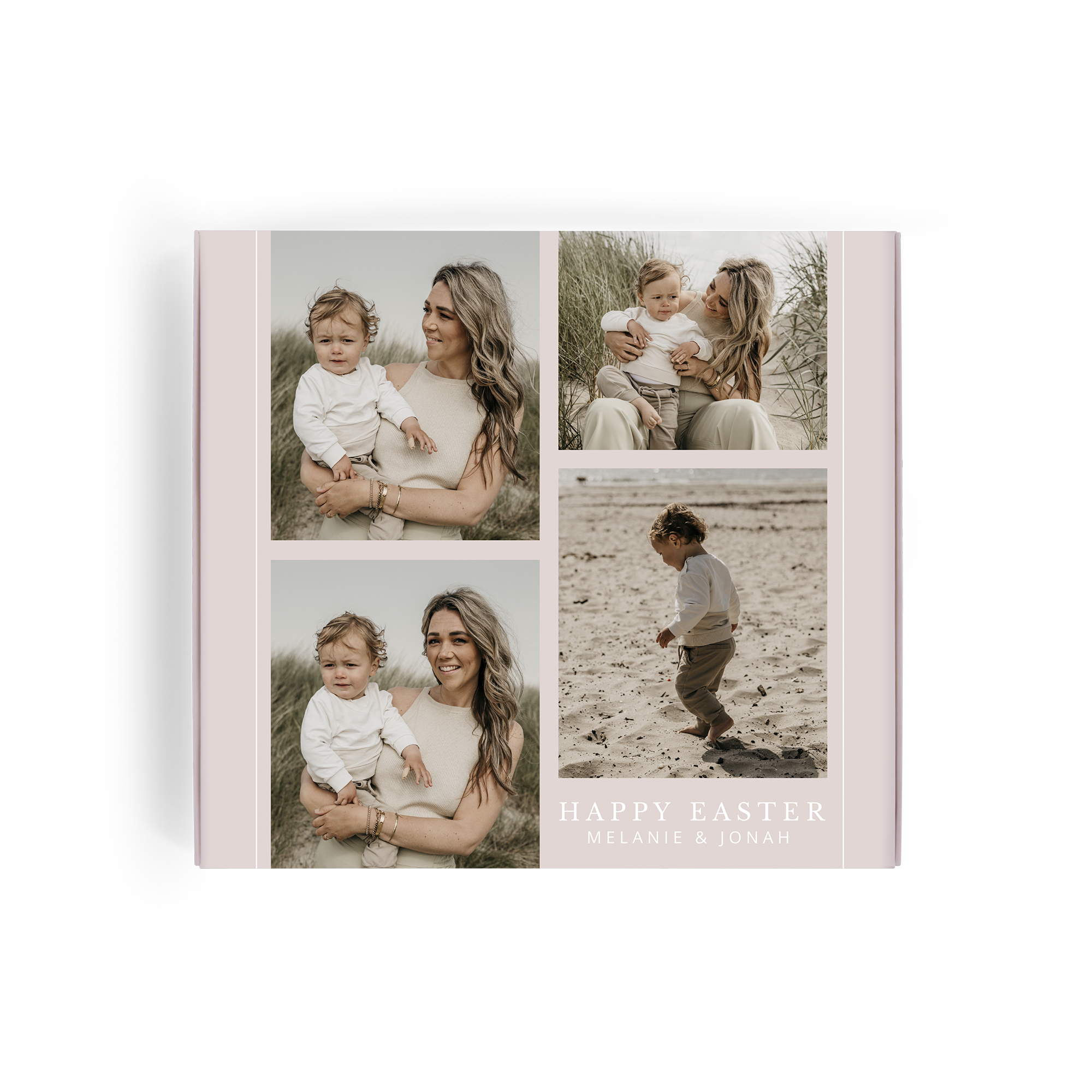 Confezione regalo Milka personalizzata con foto, testo Happy Easter, Melanie & Jonah, ideale per Pasqua